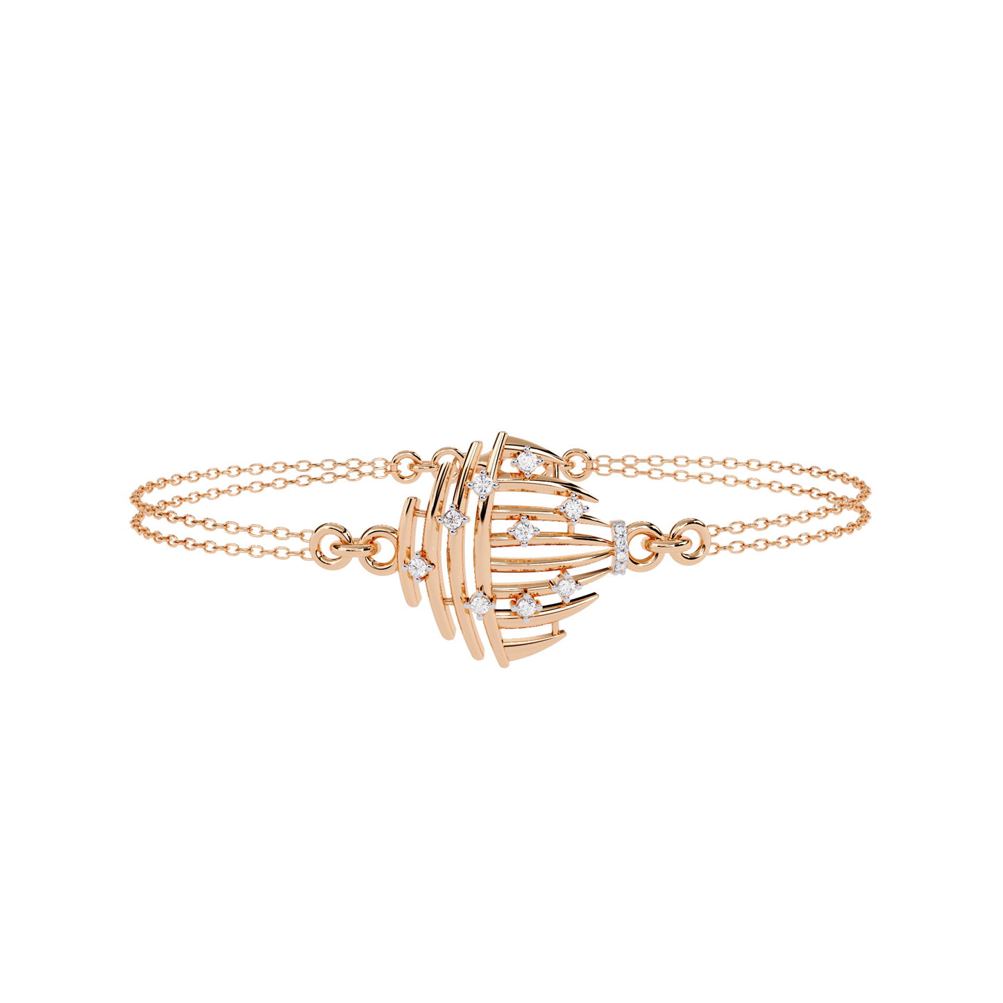Aurora Shell – Lab Diamond Dome Link in 14K Gold