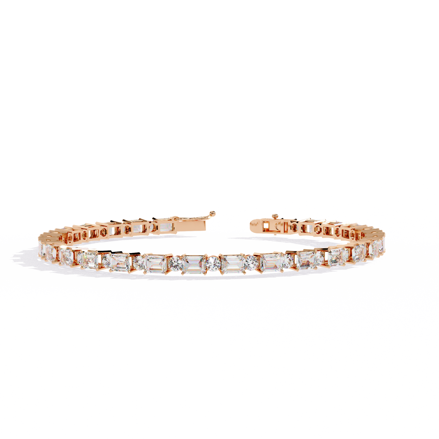 Emerald Array – Lab Diamond Tennis Bracelet with 4x3mm Cuts in 14K Gold