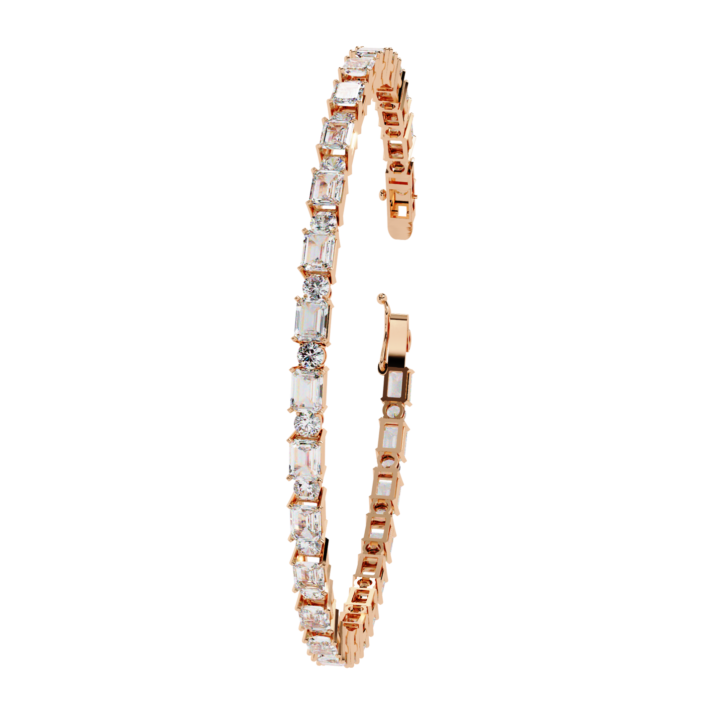 Emerald Array – Lab Diamond Tennis Bracelet with 4x3mm Cuts in 14K Gold
