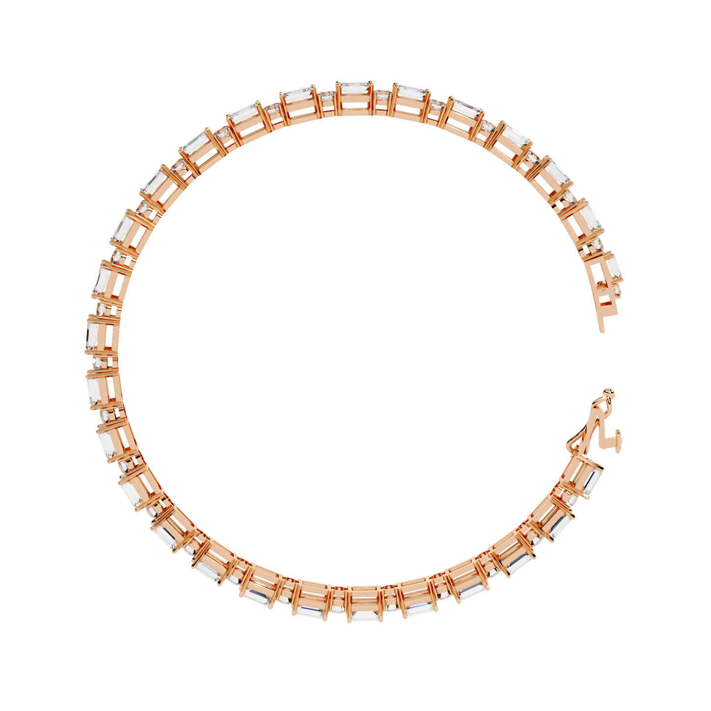 Emerald Array – Lab Diamond Tennis Bracelet with 4x3mm Cuts in 14K Gold