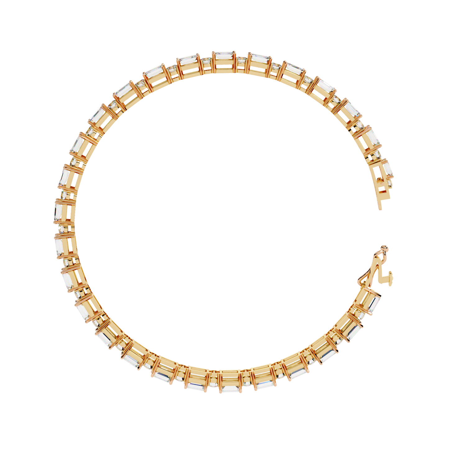 Emerald Array – Lab Diamond Tennis Bracelet with 4x3mm Cuts in 14K Gold