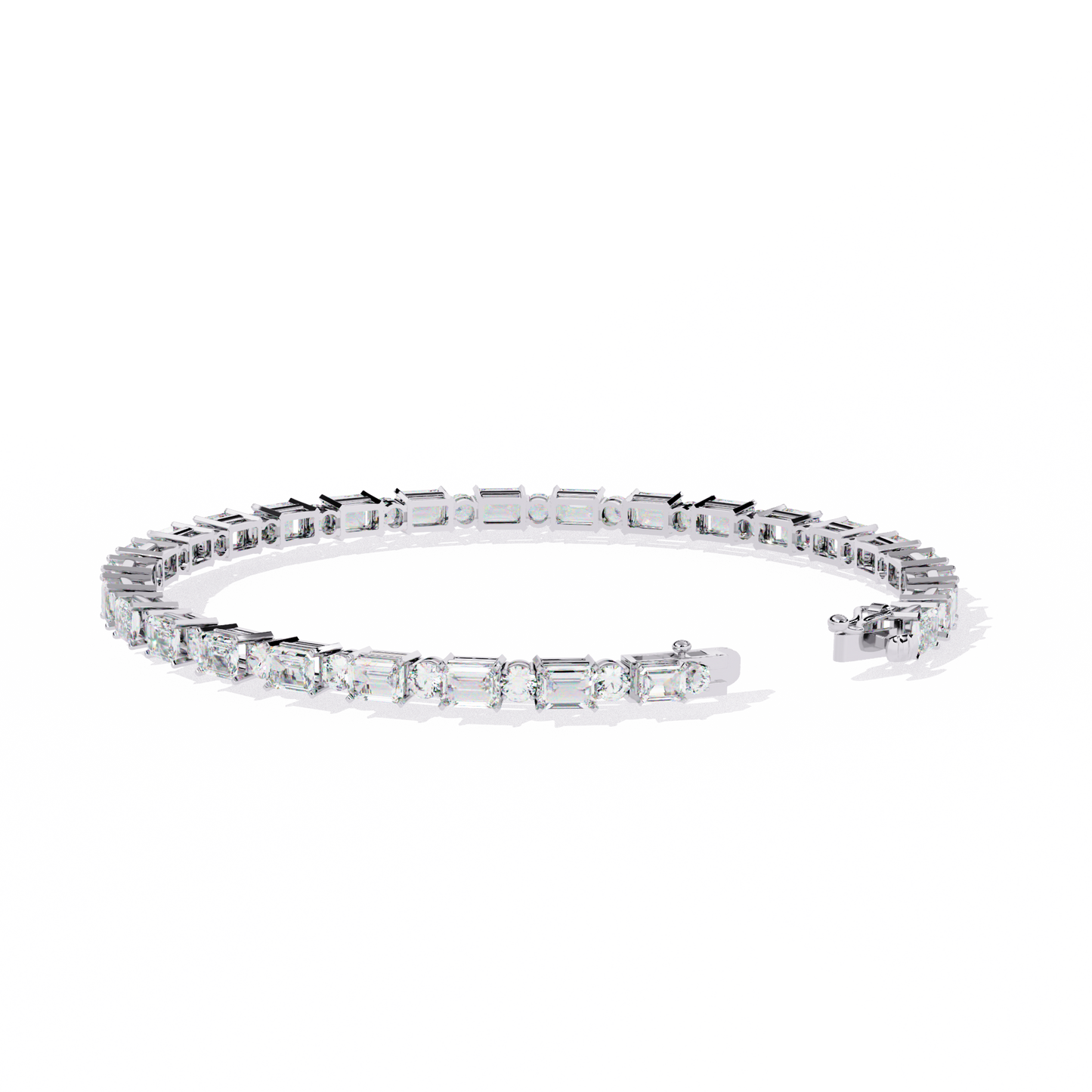 Emerald Array – Lab Diamond Tennis Bracelet with 4x3mm Cuts in 14K Gold
