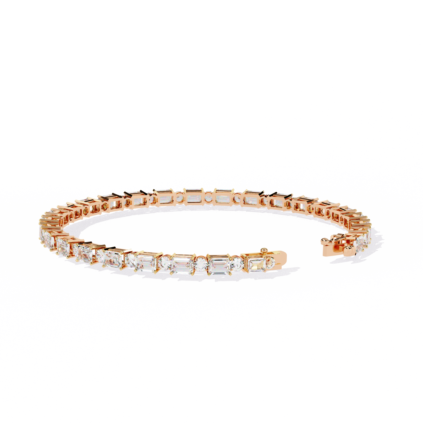 Emerald Array – Diamond Tennis Bracelet with 4x3mm Cuts in 14K Gold