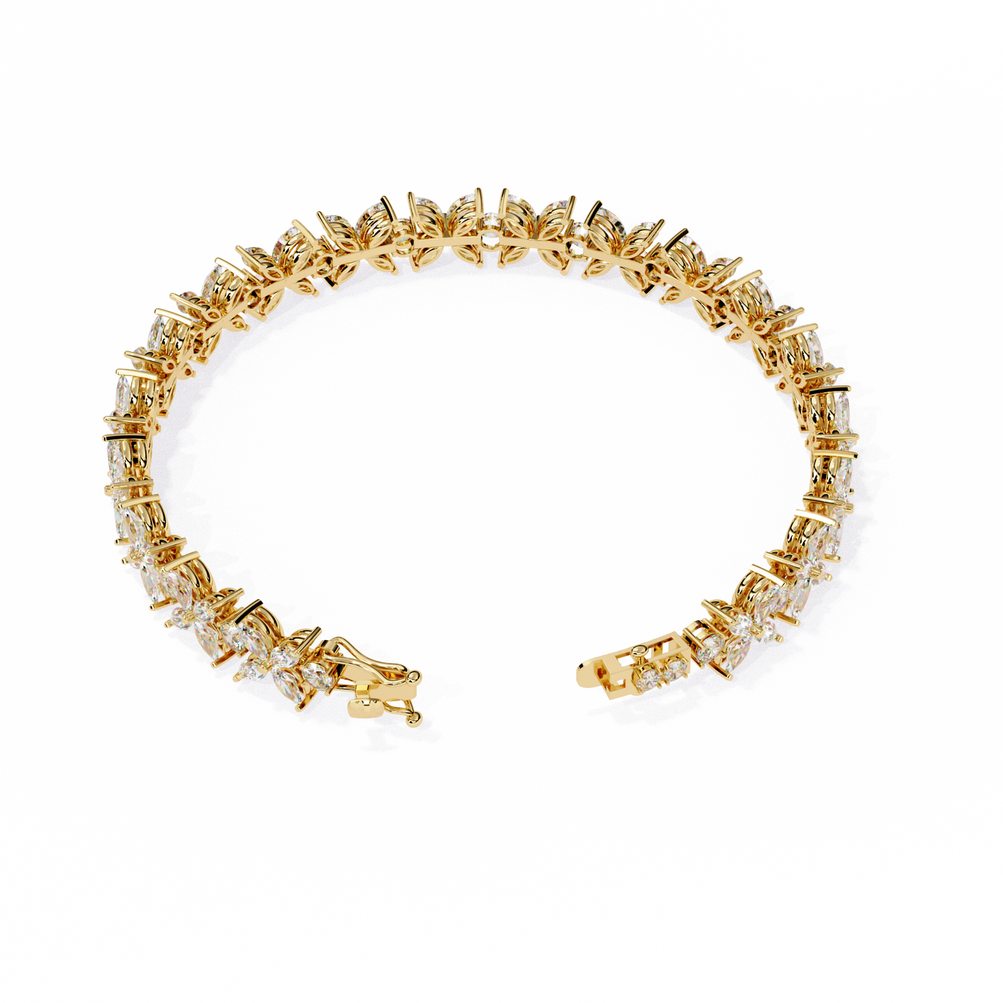 Marquise Lace – Lab Diamond Floral Link Bracelet in 14K Gold