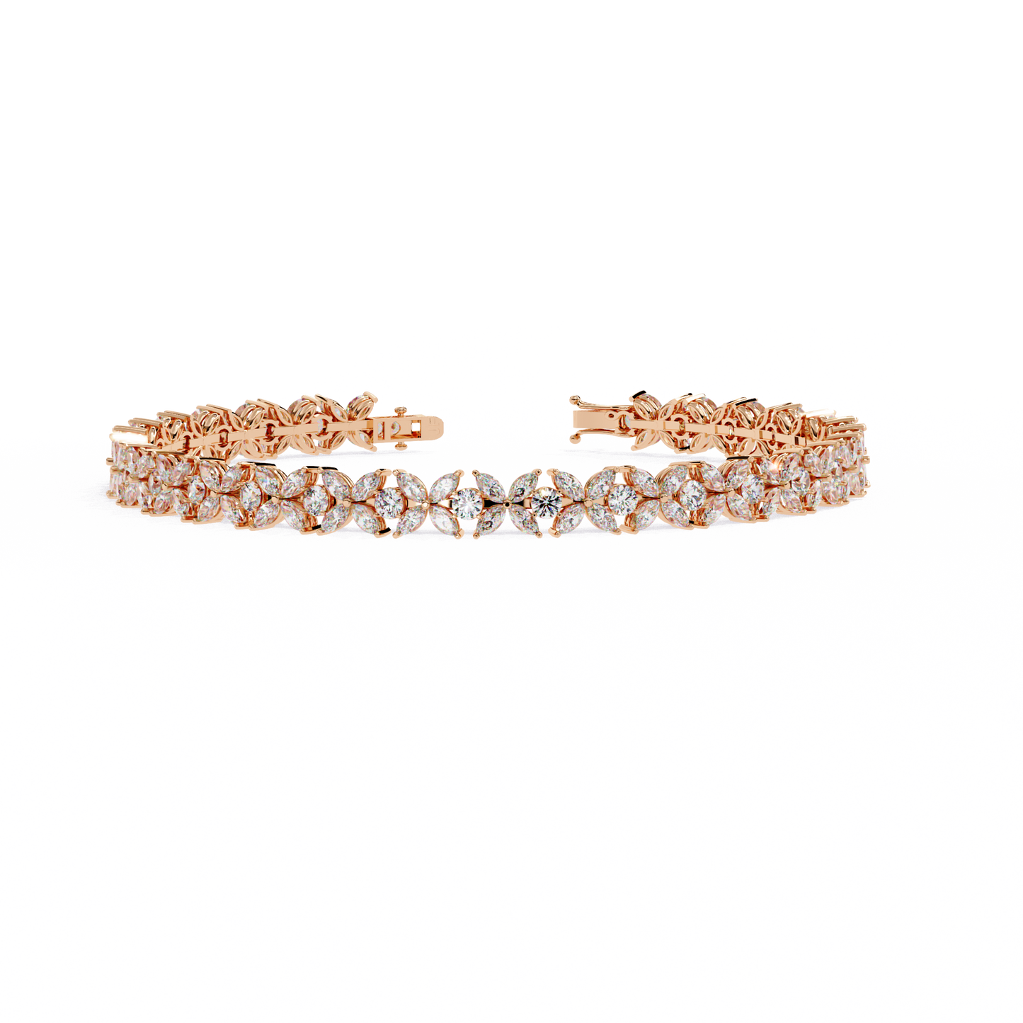Marquise Lace – Lab Diamond Floral Link Bracelet in 14K Gold