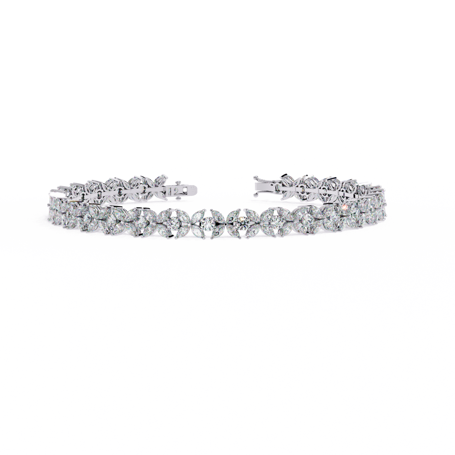 Marquise Lace – Lab Diamond Floral Link Bracelet in 14K Gold