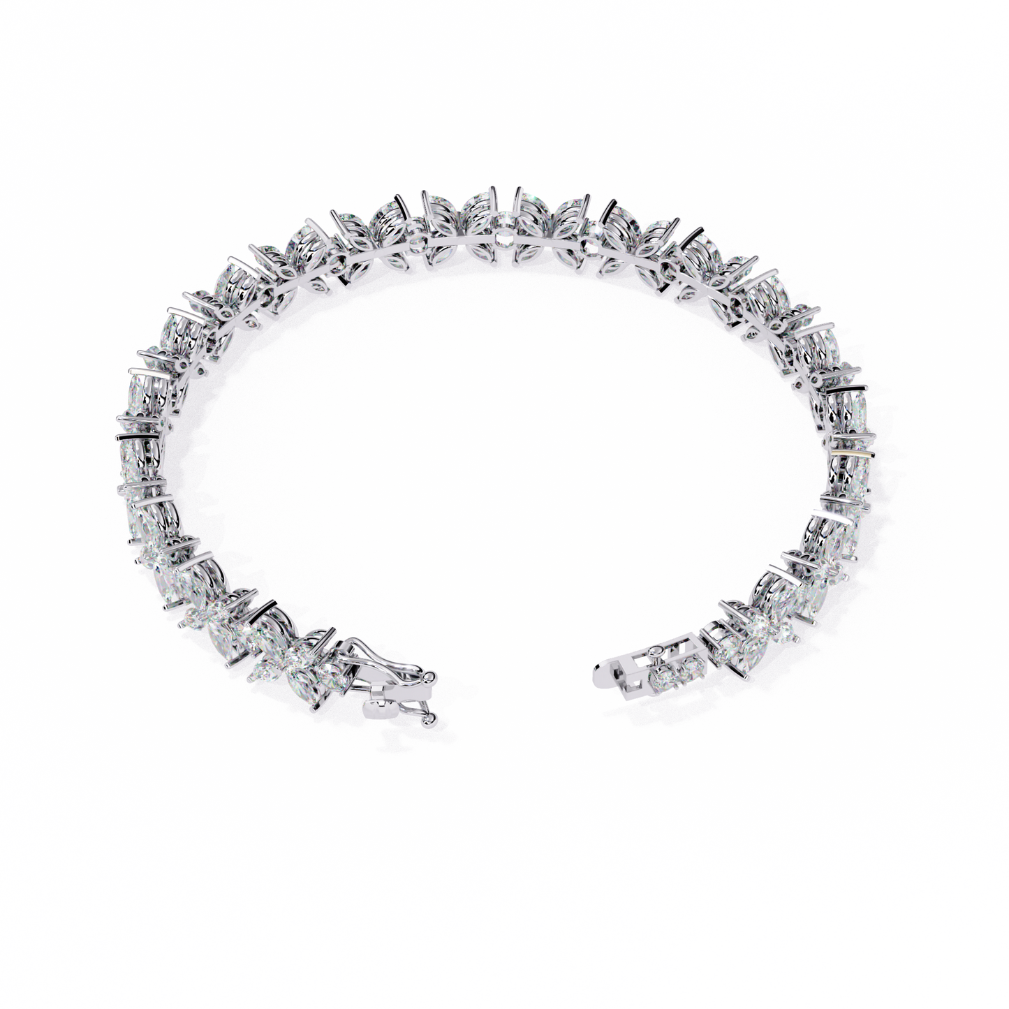 Marquise Lace – Lab Diamond Floral Link Bracelet in 14K Gold