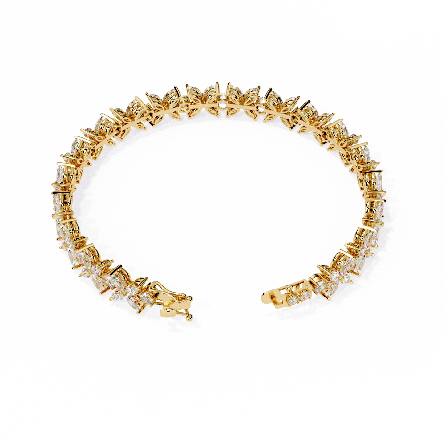 Marquise Lace – Lab Diamond Floral Link Bracelet in 14K Gold