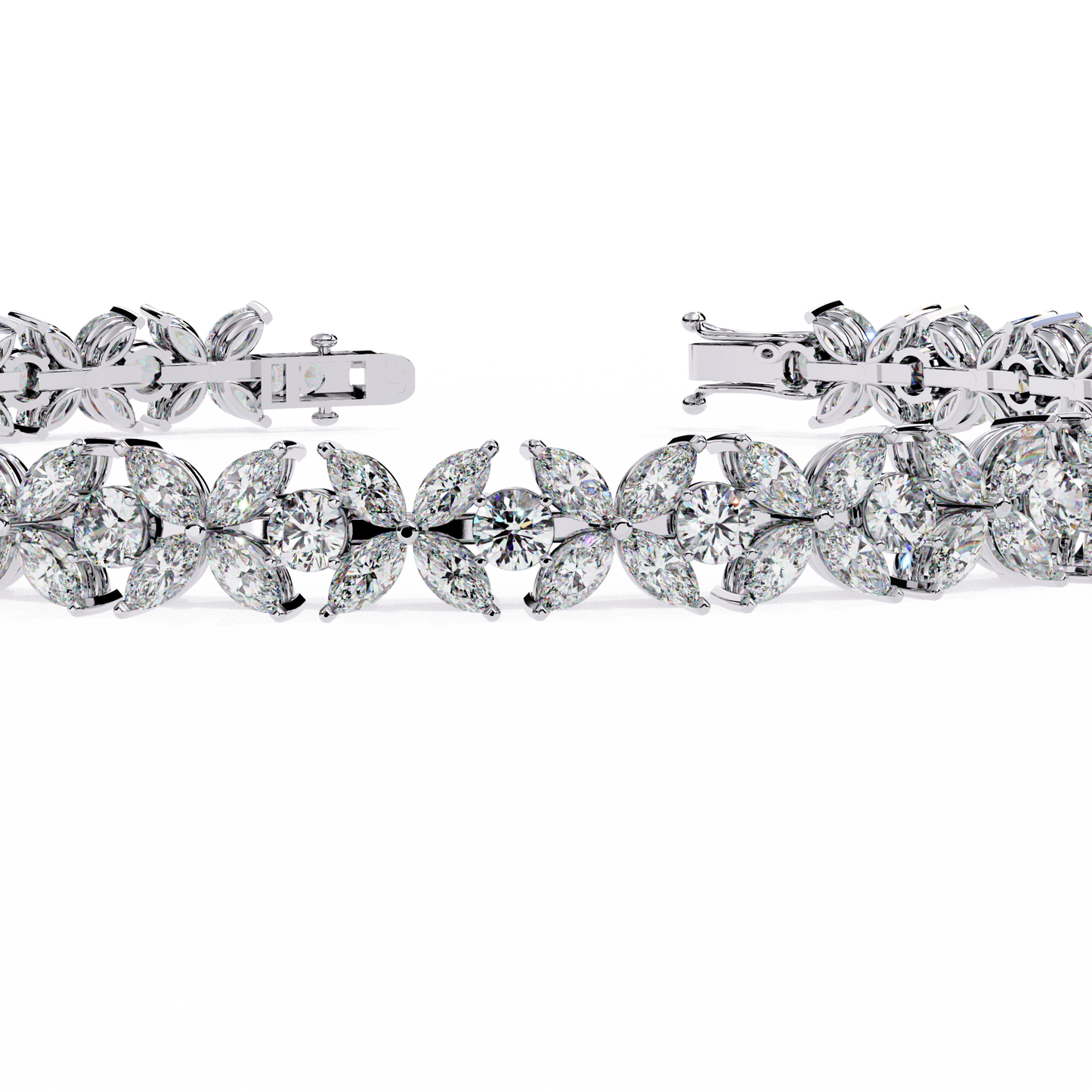 Marquise Lace – Lab Diamond Floral Link Bracelet in 14K Gold