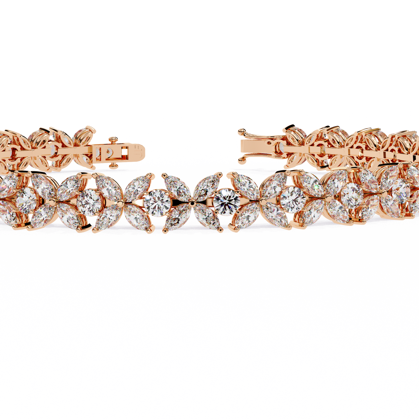 Marquise Lace – Lab Diamond Floral Link Bracelet in 14K Gold