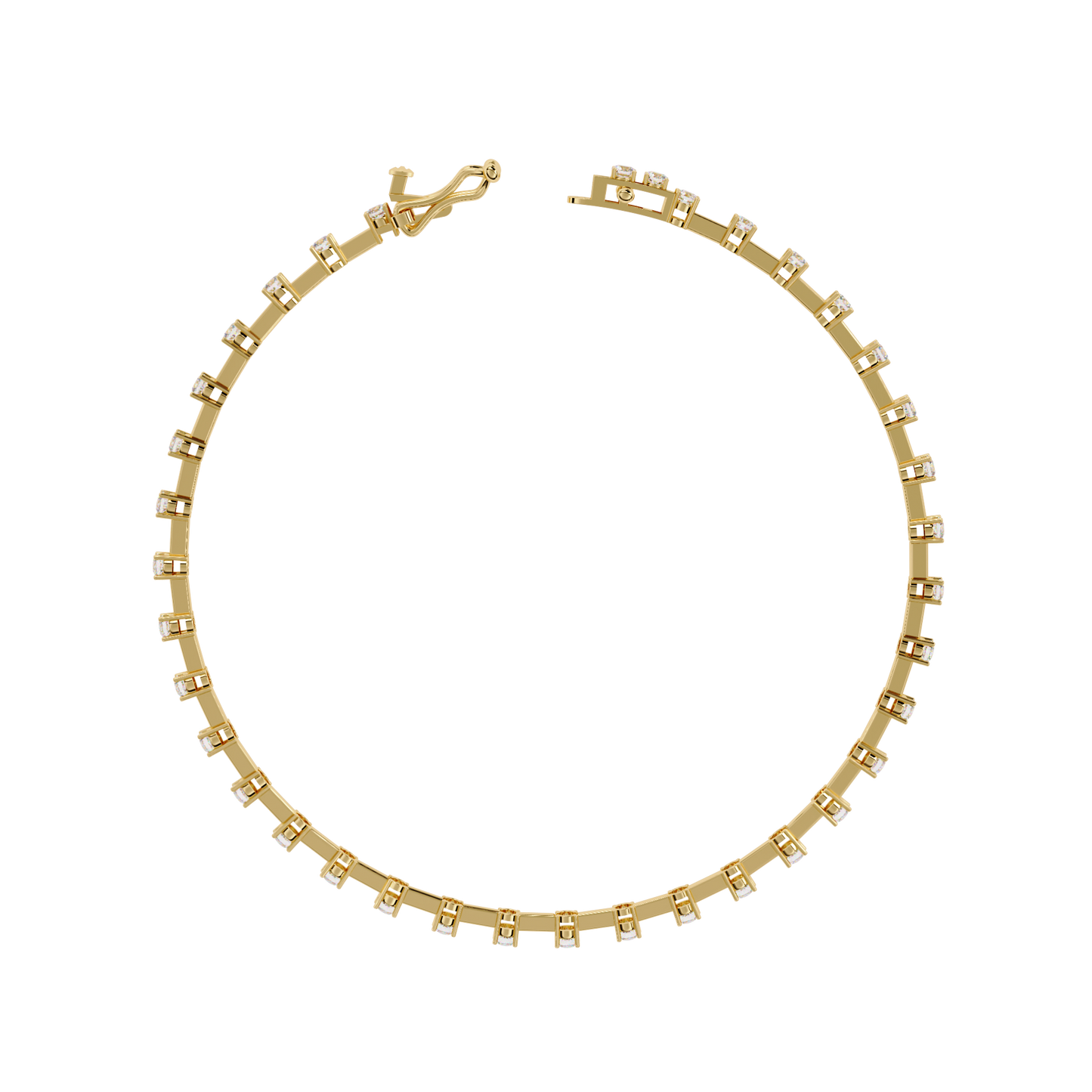 Baguette Link – Lab Diamond Line Bracelet in 14K Gold