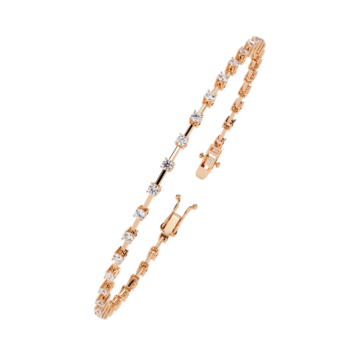 Baguette Link – Lab Diamond Line Bracelet in 14K Gold
