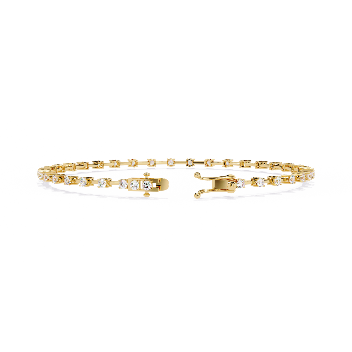 Baguette Link – Lab Diamond Line Bracelet in 14K Gold