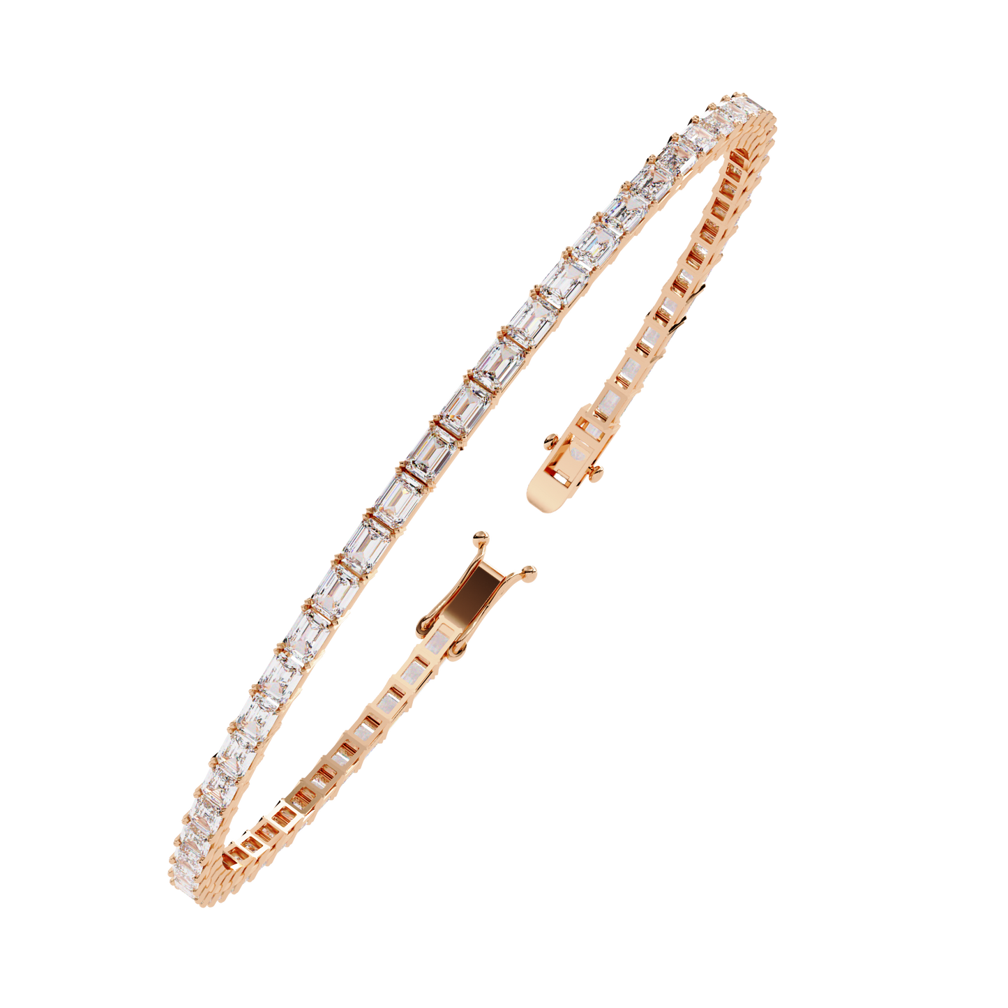 Emerald Line – Lab Diamond Emerald-Cut Bracelet in 14K Gold
