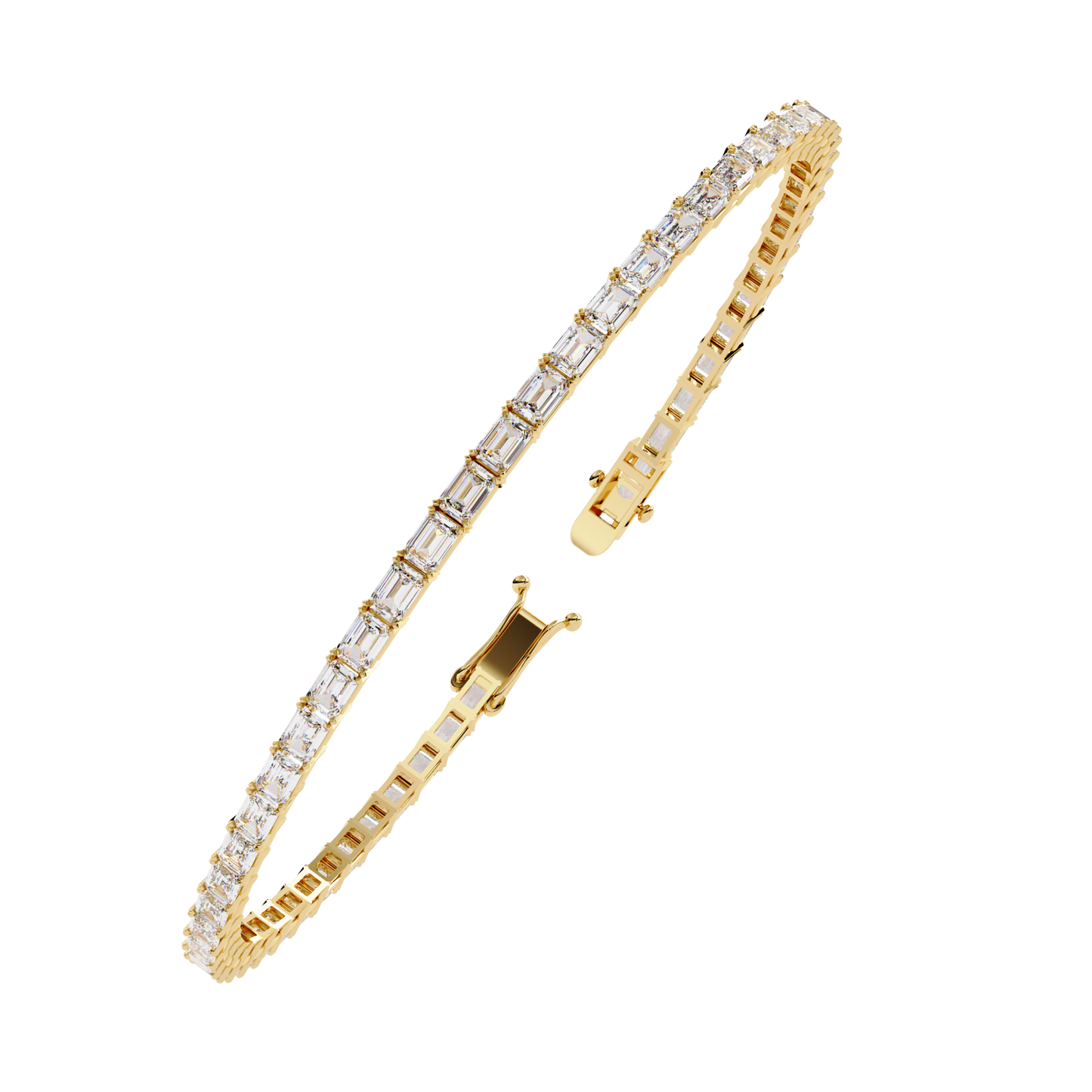Emerald Line – Lab Diamond Emerald-Cut Bracelet in 14K Gold