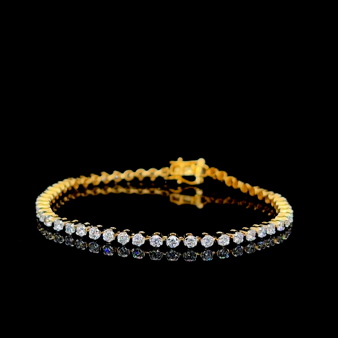 2.97 Carats Round Diamond Tennis Bracelet in 14K Yellow Gold