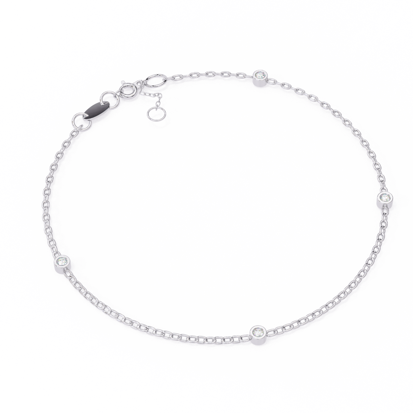 Gold Diamond Station Chain Bracelet