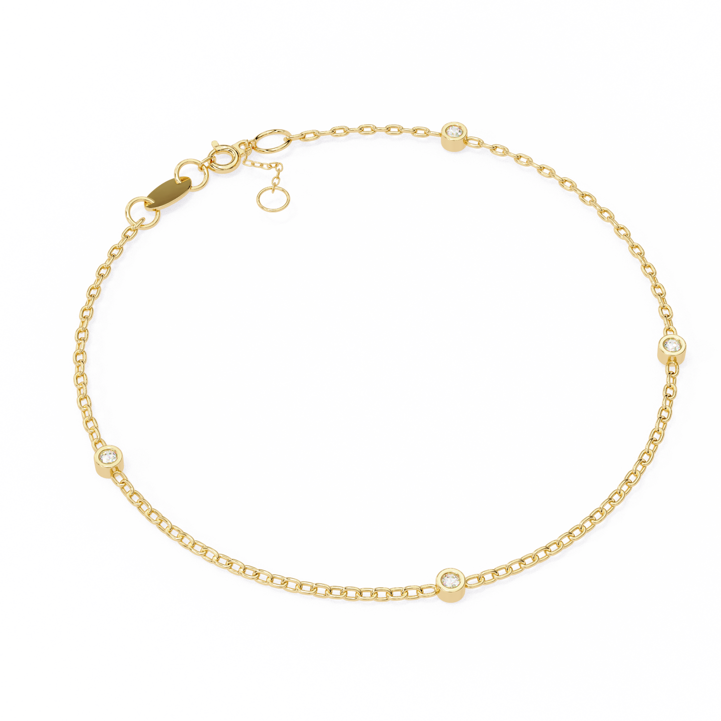 Gold Diamond Station Chain Bracelet