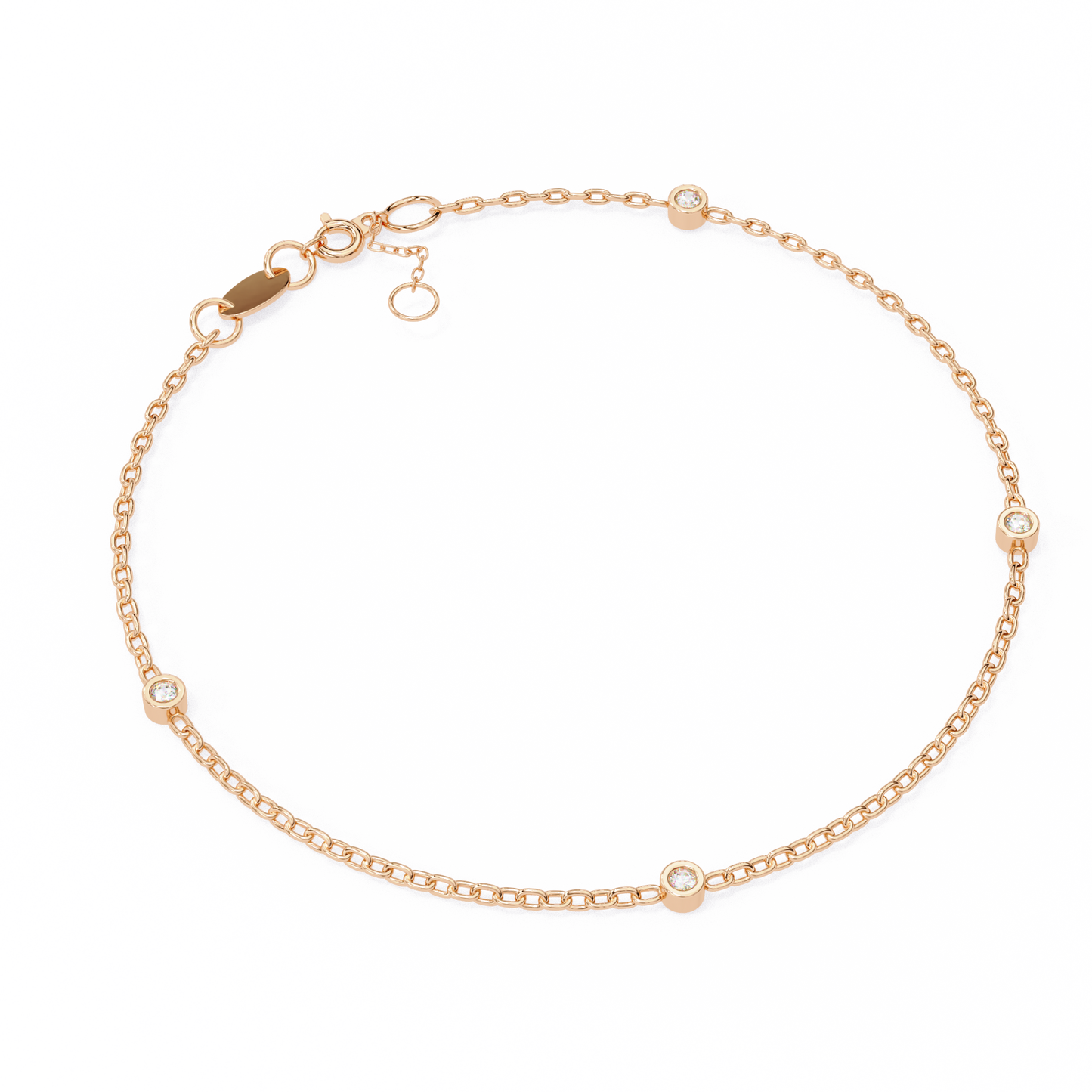 Gold Diamond Station Chain Bracelet