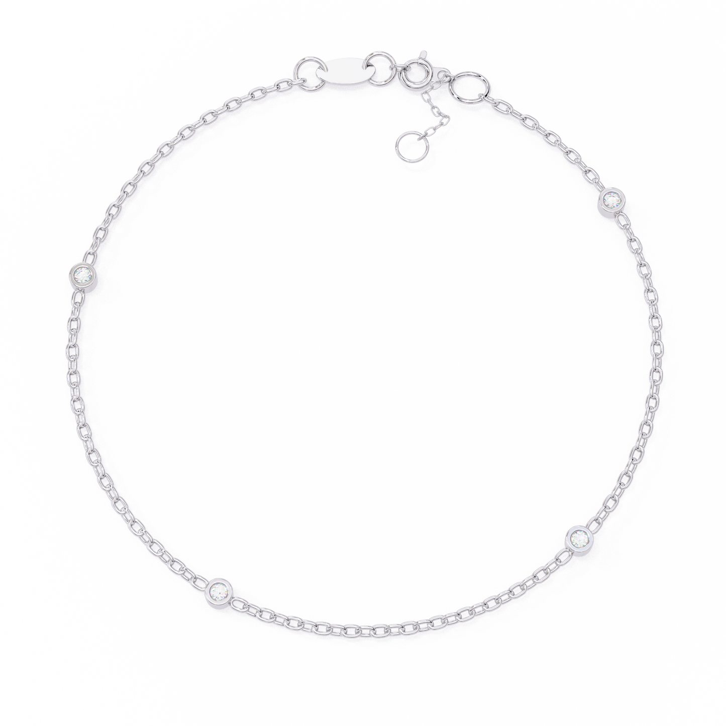 Gold Diamond Station Chain Bracelet