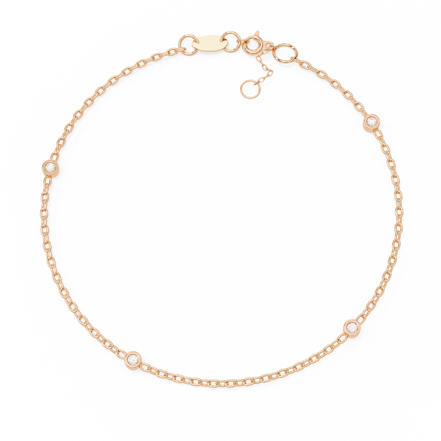 Gold Diamond Station Chain Bracelet