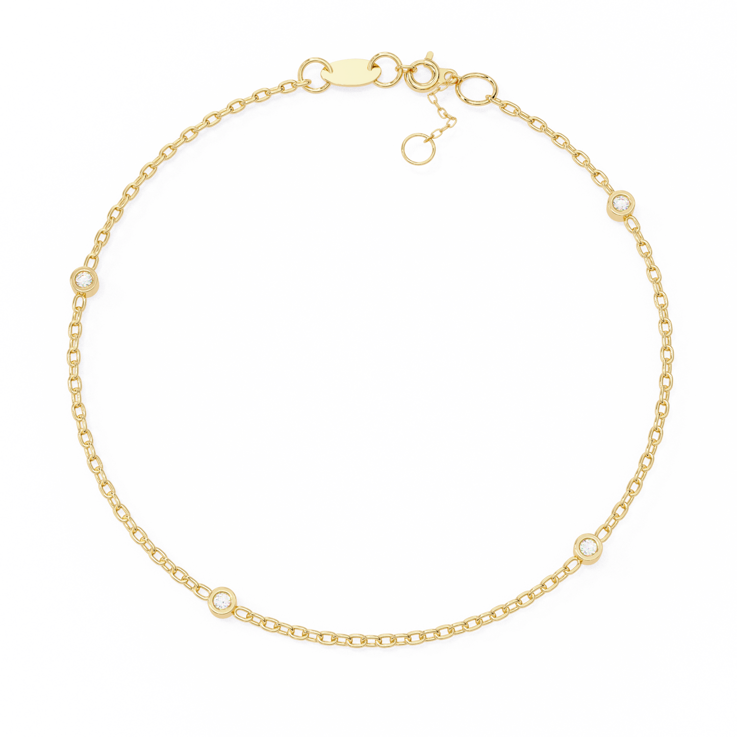 Gold Diamond Station Chain Bracelet