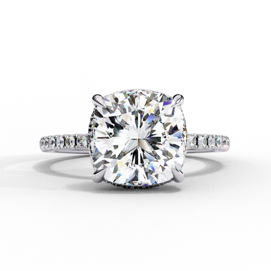 Vertex Charm – Cushion & Round Diamond Double Halo Ring