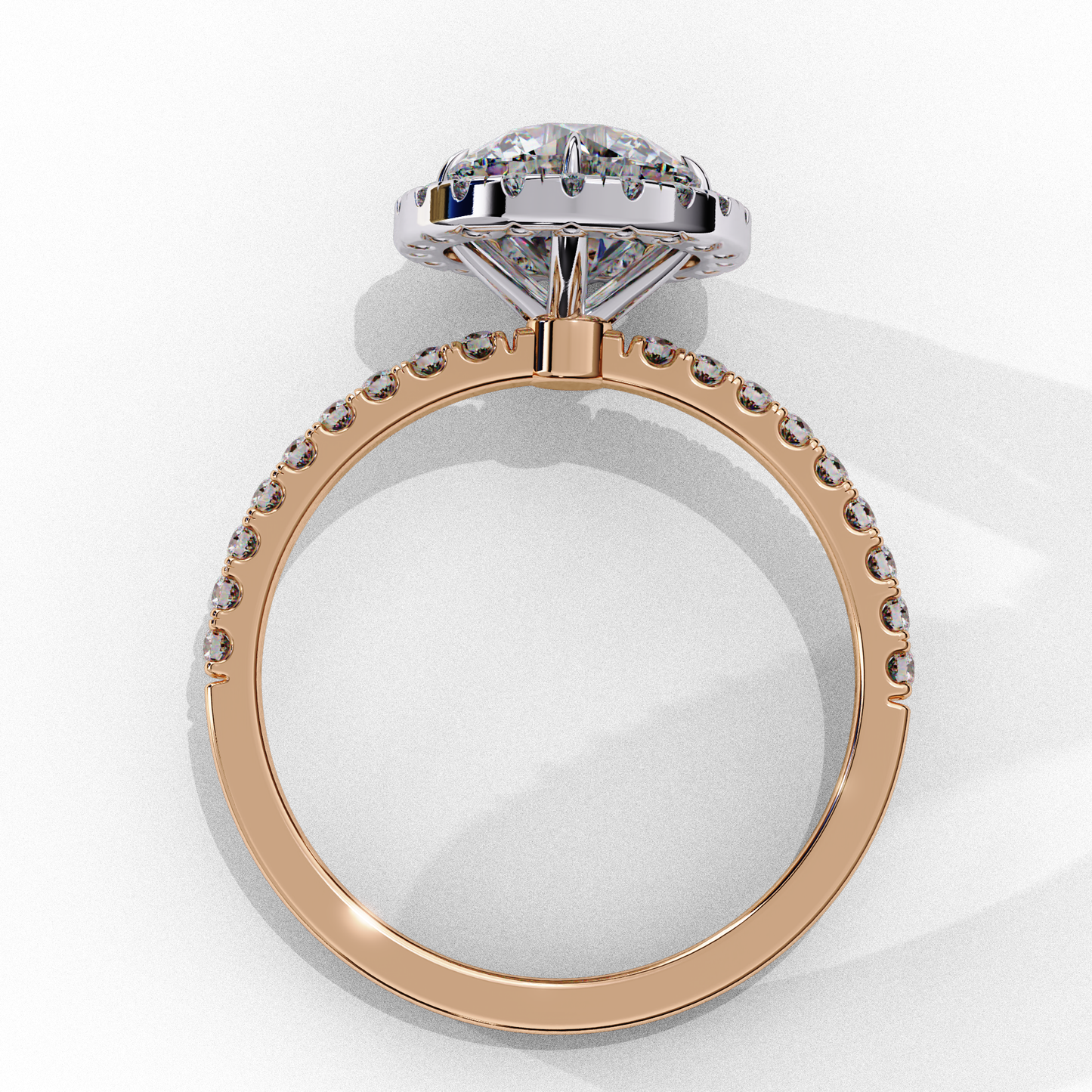 Crown line – Round Lab Diamond Ring in 14K Gold