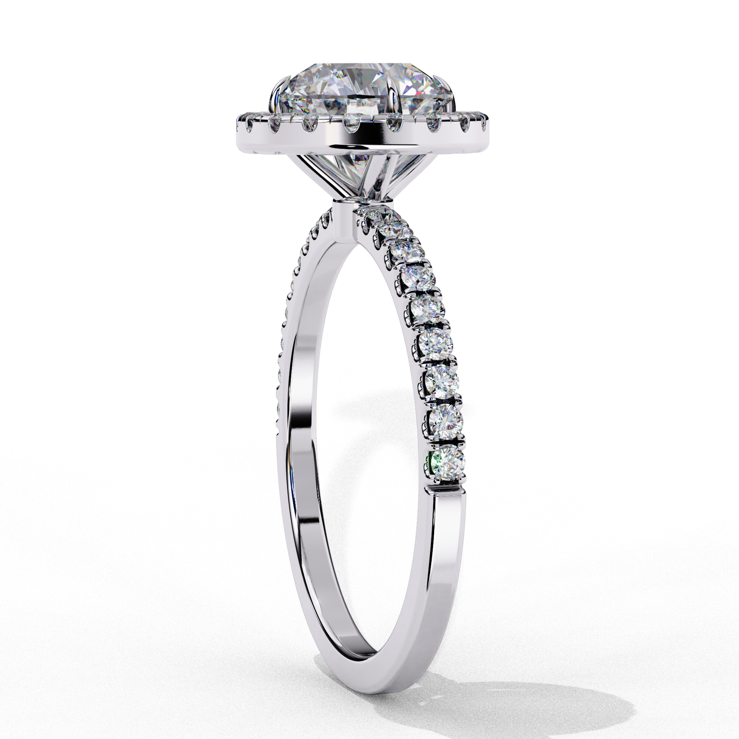 Crown line – Round Lab Diamond Ring in 14K Gold