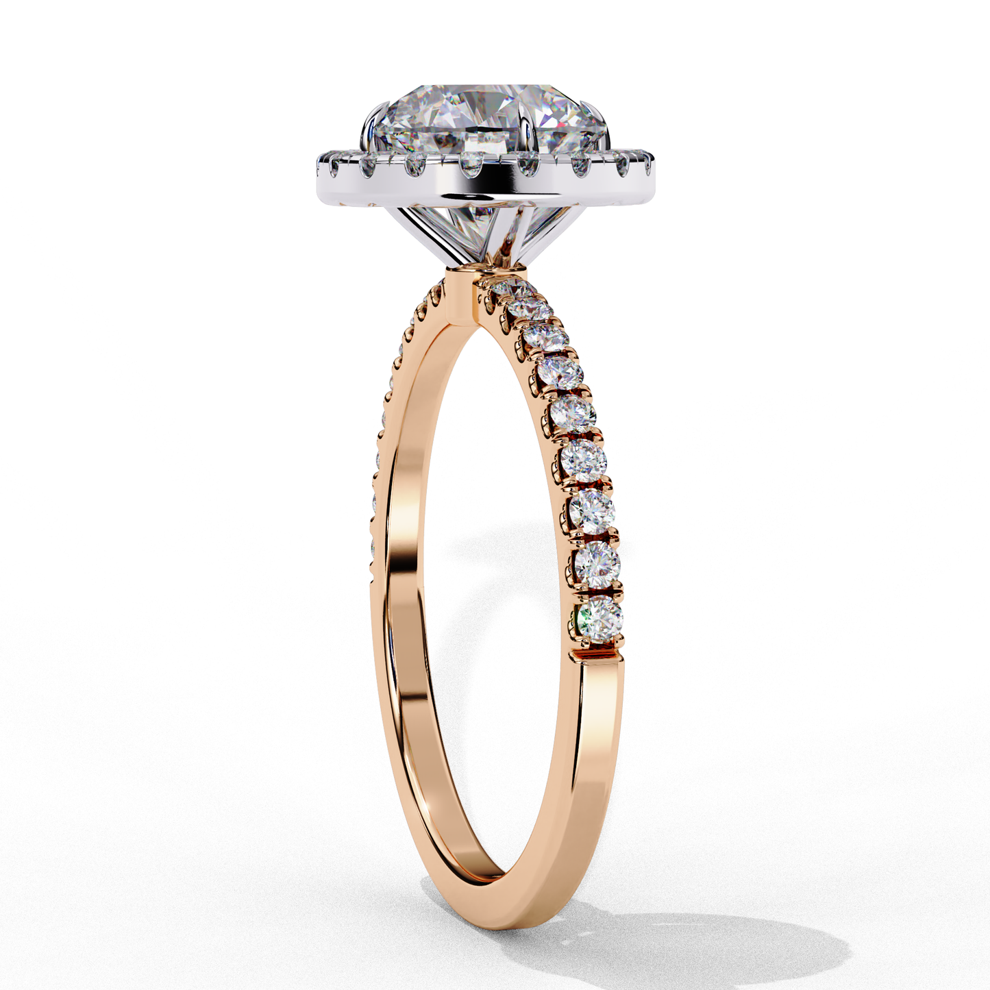 Crown line – Round Lab Diamond Ring in 14K Gold