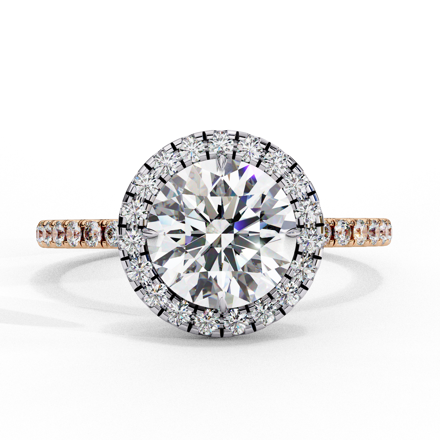 Crown line – Round Lab Diamond Ring in 14K Gold