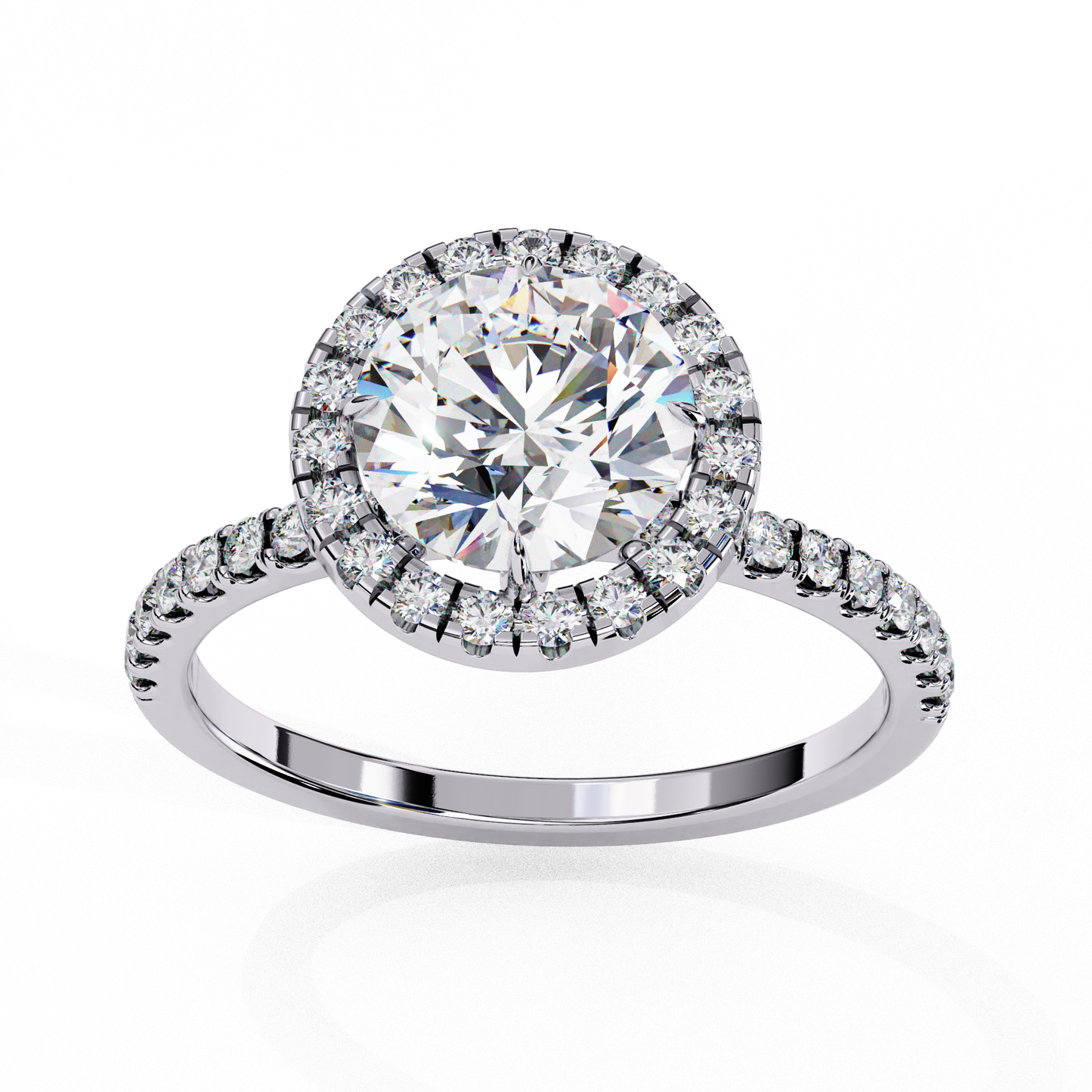Crown line – Round Lab Diamond Ring in 14K Gold
