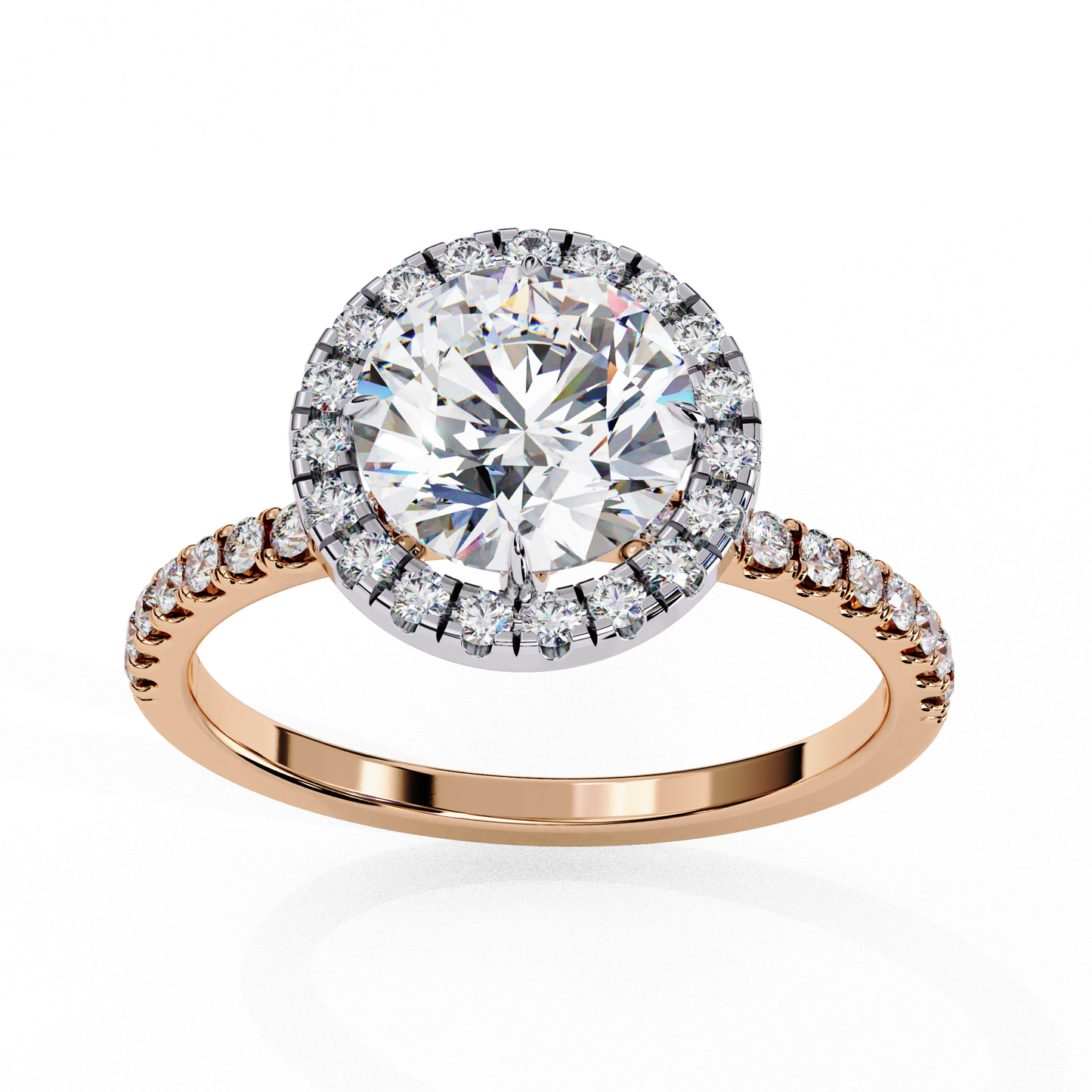 Crown line – Round Lab Diamond Ring in 14K Gold
