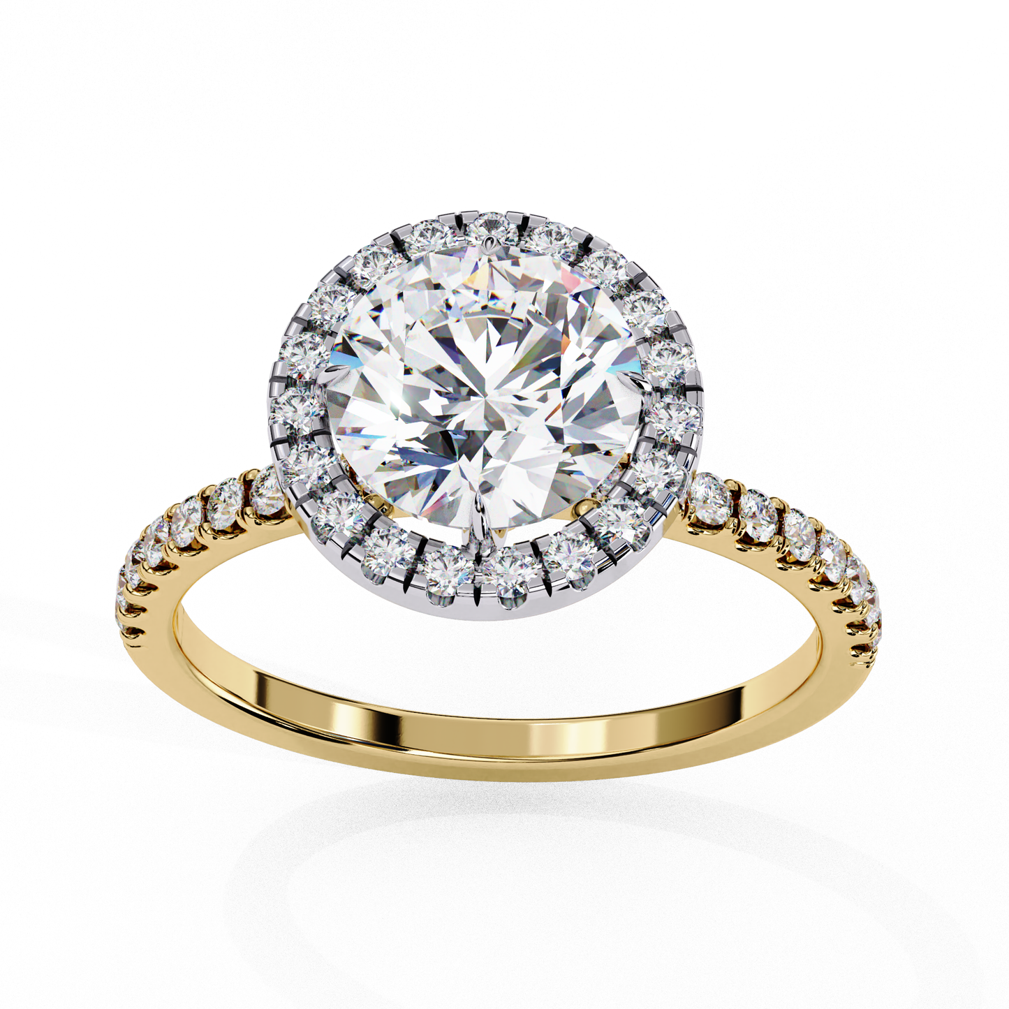 Crown line – Round Lab Diamond Ring in 14K Gold