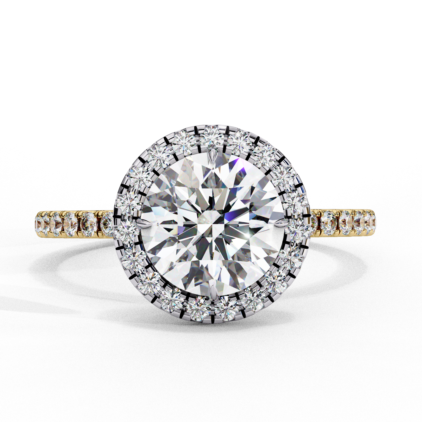 Crown line – Round Lab Diamond Ring in 14K Gold