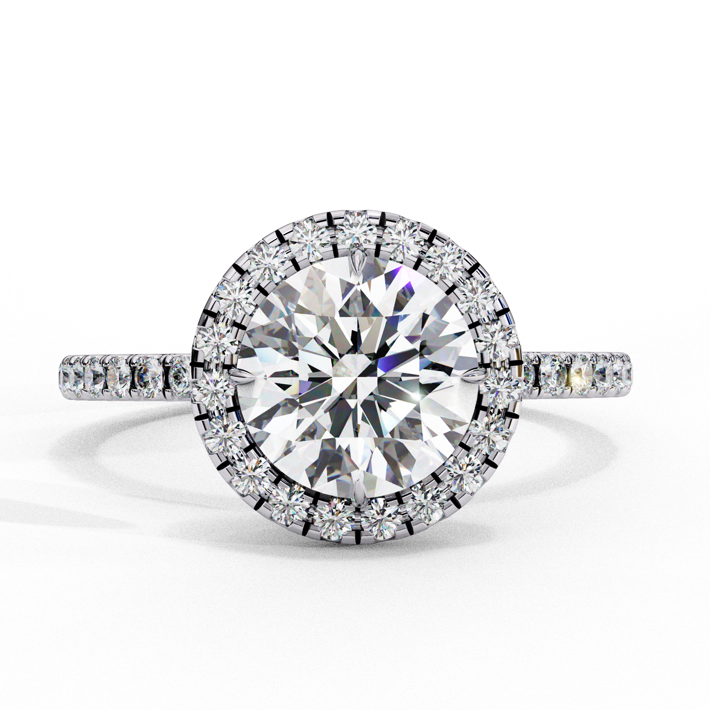 Crown line – Round Lab Diamond Ring in 14K Gold