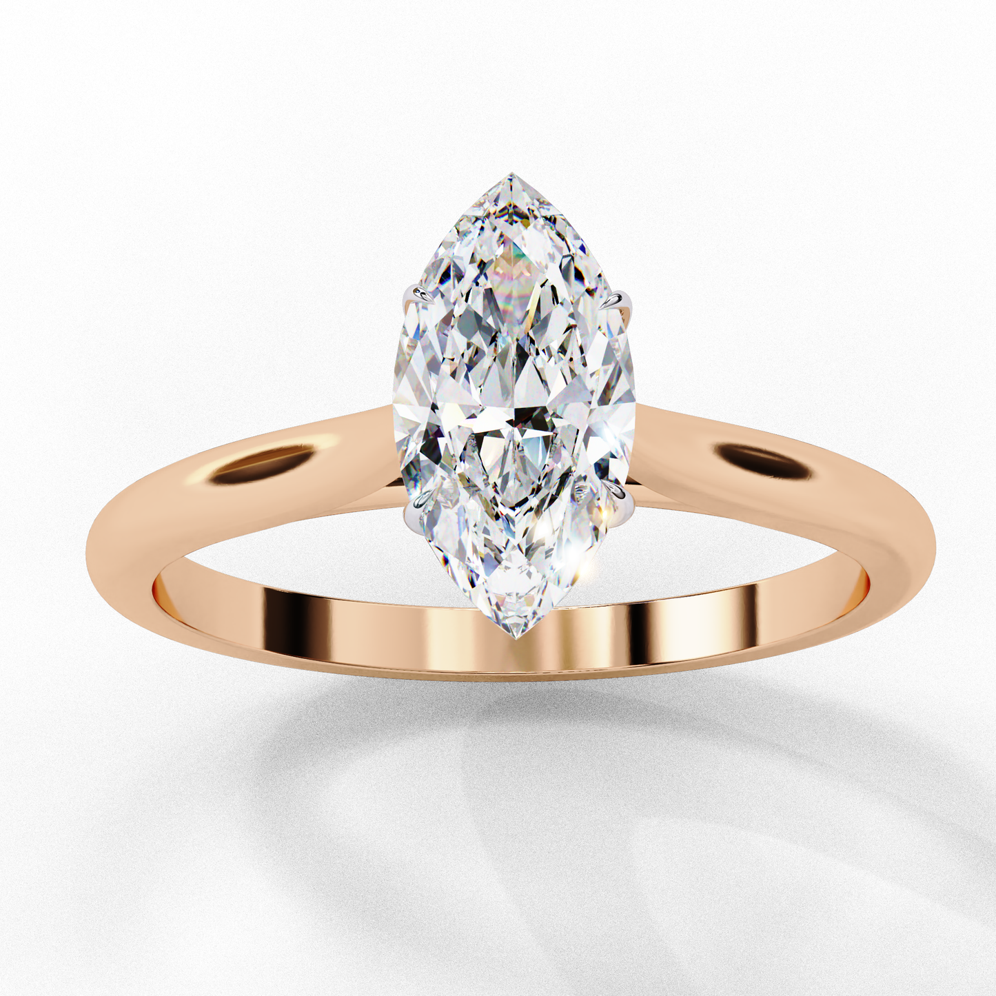 Marquise Ray – Marquise Lab Diamond Bezel Ring in 14K Gold
