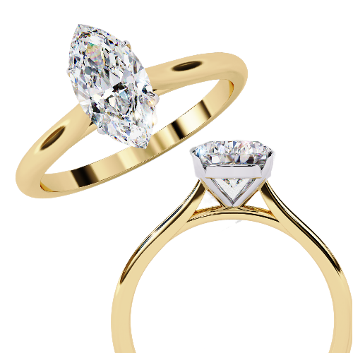 Marquise Ray – Marquise Lab Diamond Bezel Ring in 14K Gold