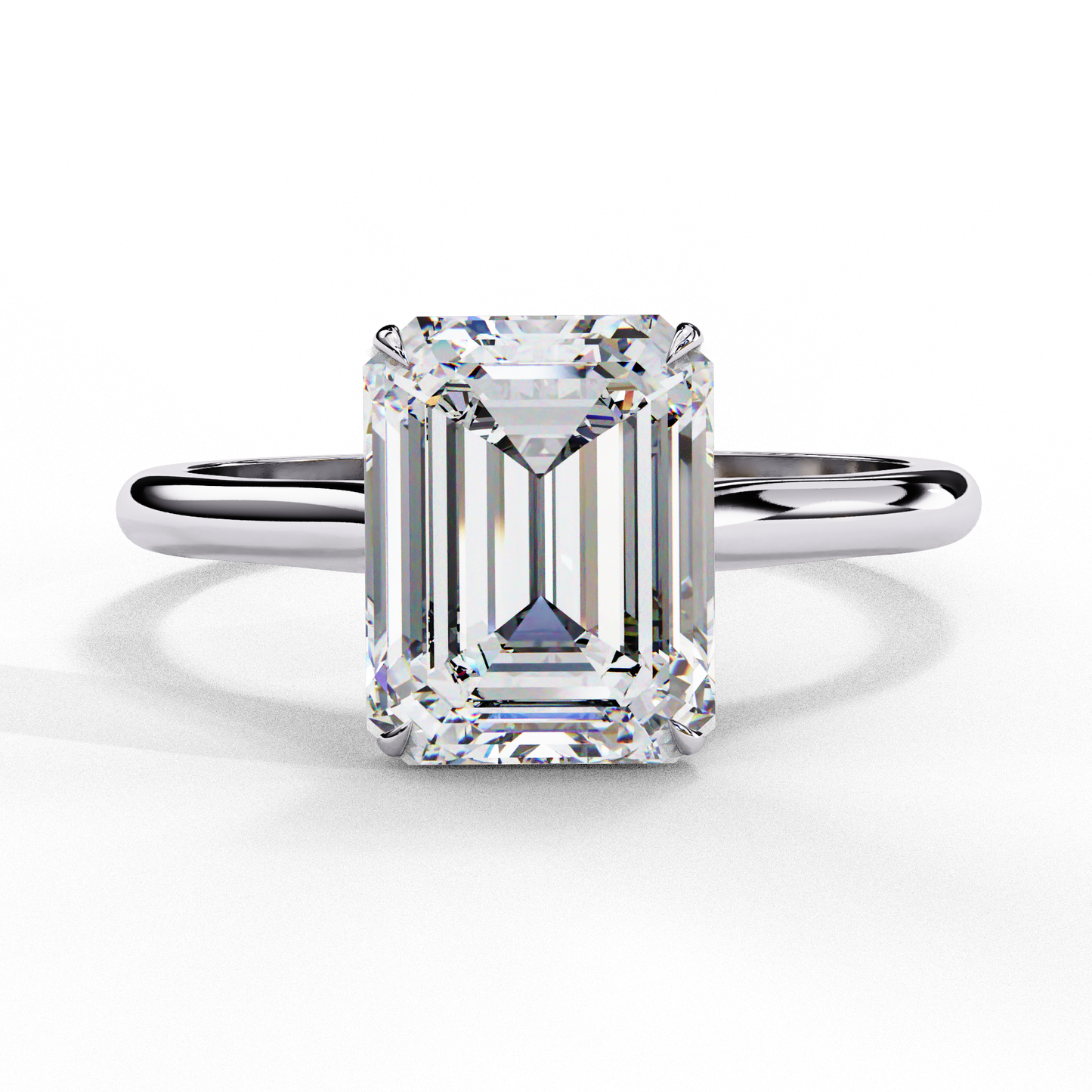 Verdant Shank – Emerald Lab Diamond Elevated Solitaire Ring in 14K Gold