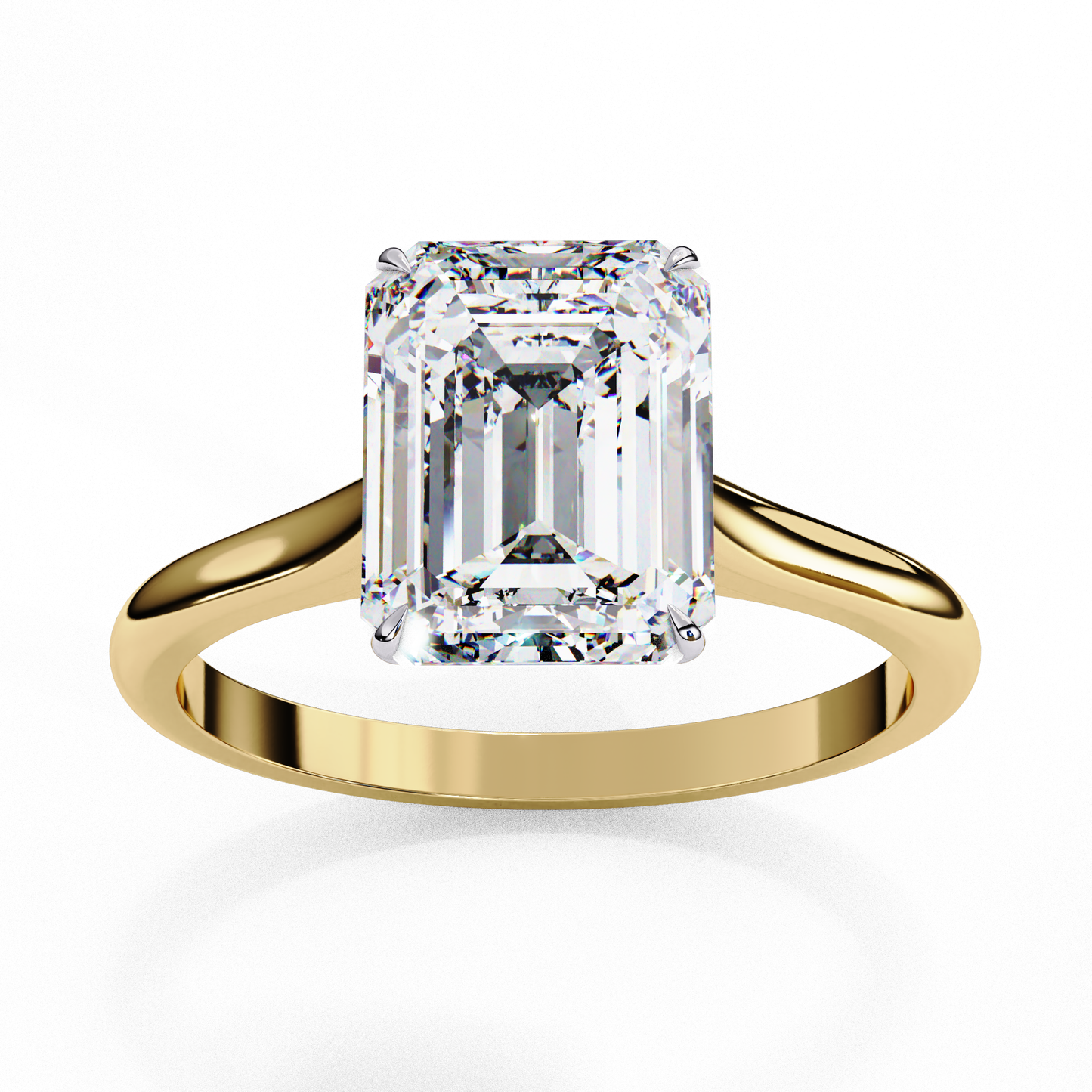 Verdant Shank – Emerald Lab Diamond Elevated Solitaire Ring in 14K Gold