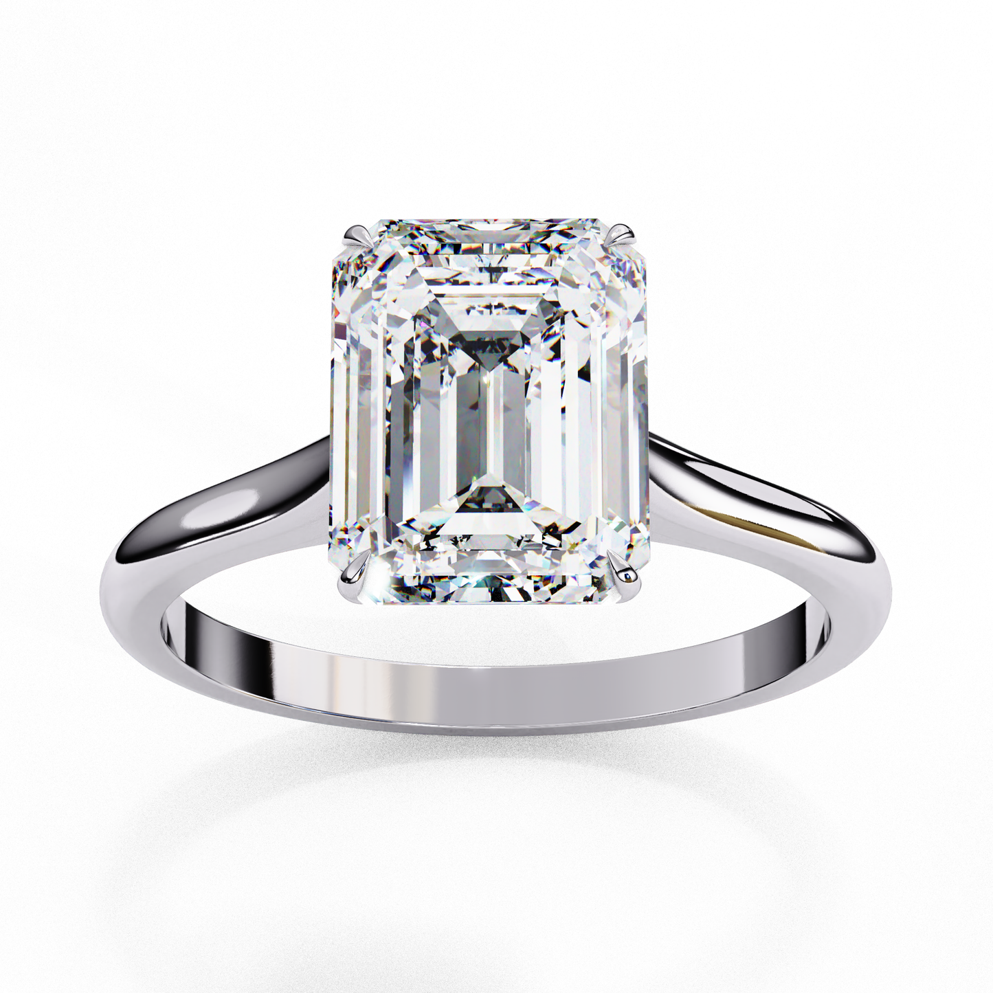 Verdant Shank – Emerald Lab Diamond Elevated Solitaire Ring in 14K Gold