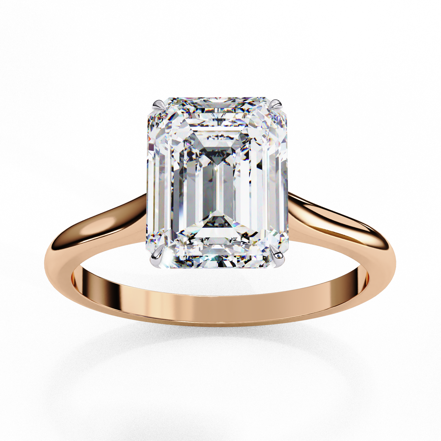 Verdant Shank – Emerald Lab Diamond Elevated Solitaire Ring in 14K Gold