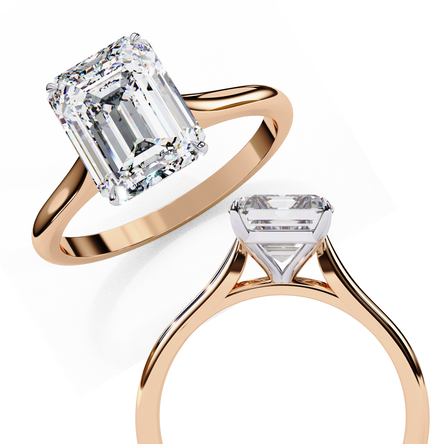 Verdant Shank – Emerald Lab Diamond Elevated Solitaire Ring in 14K Gold