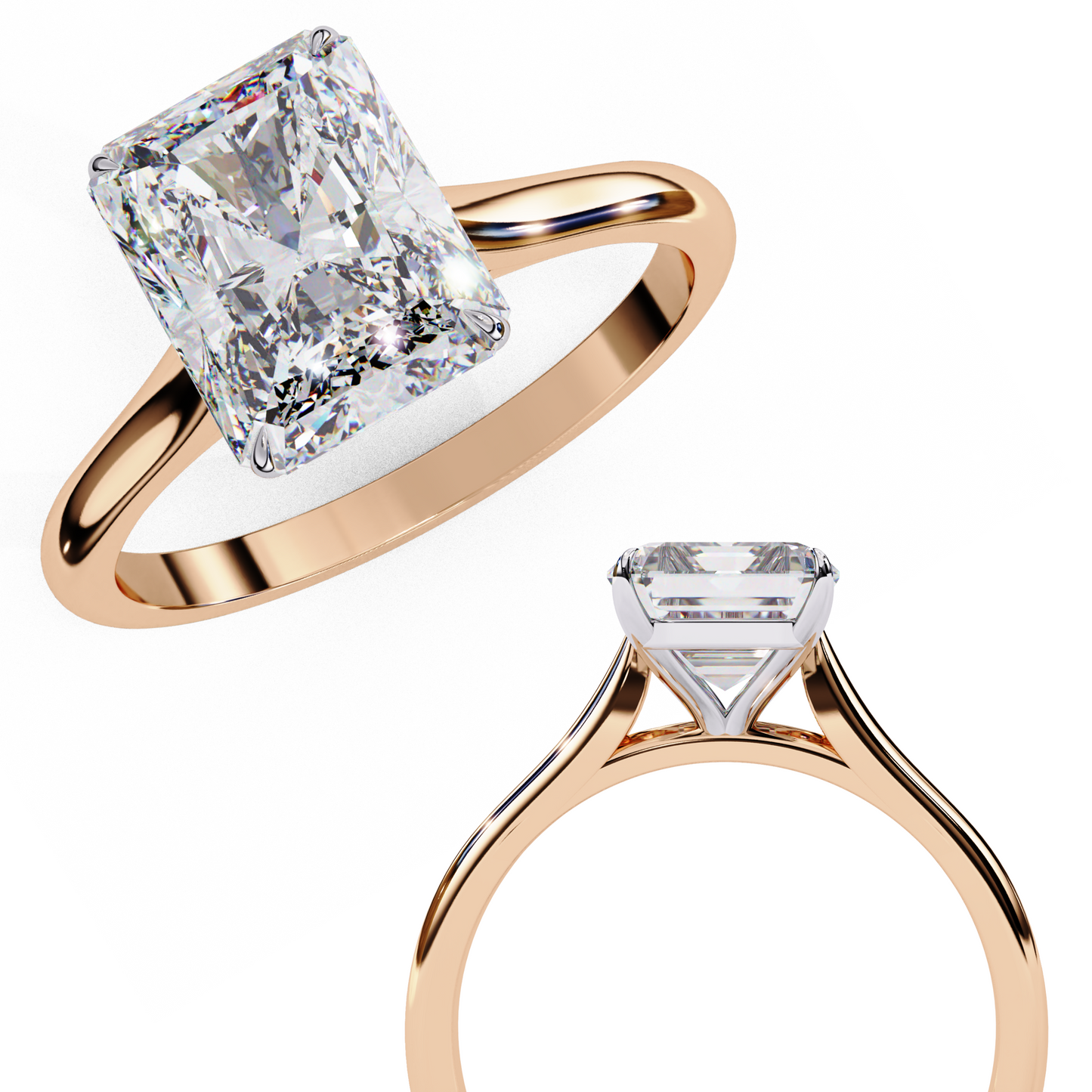 Radiant Frame – Radiant Lab Diamond Solitaire with Split Shank in 14K Gold