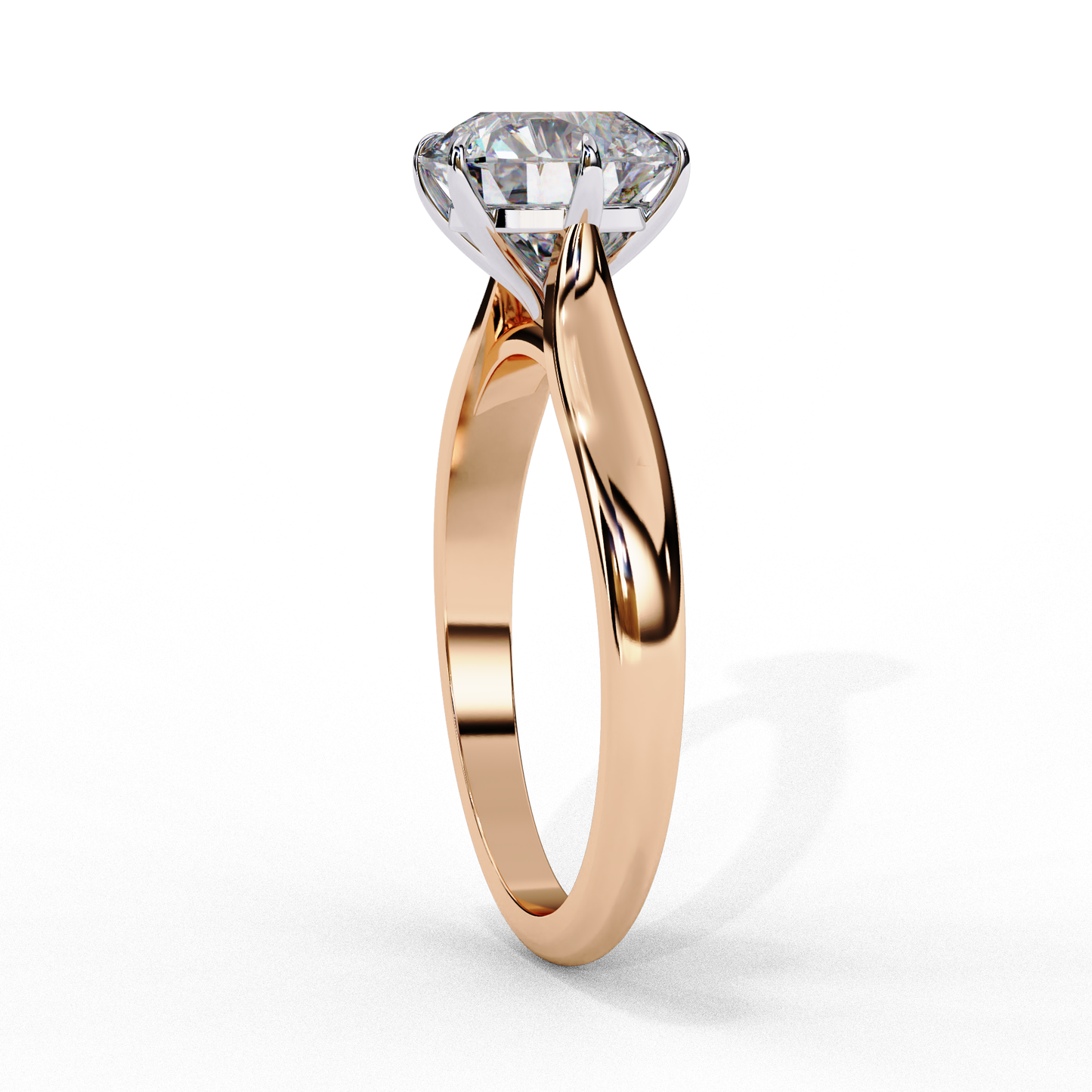 Round Elevate – Lab Diamond Solitaire Ring with Shank in 14K Gold