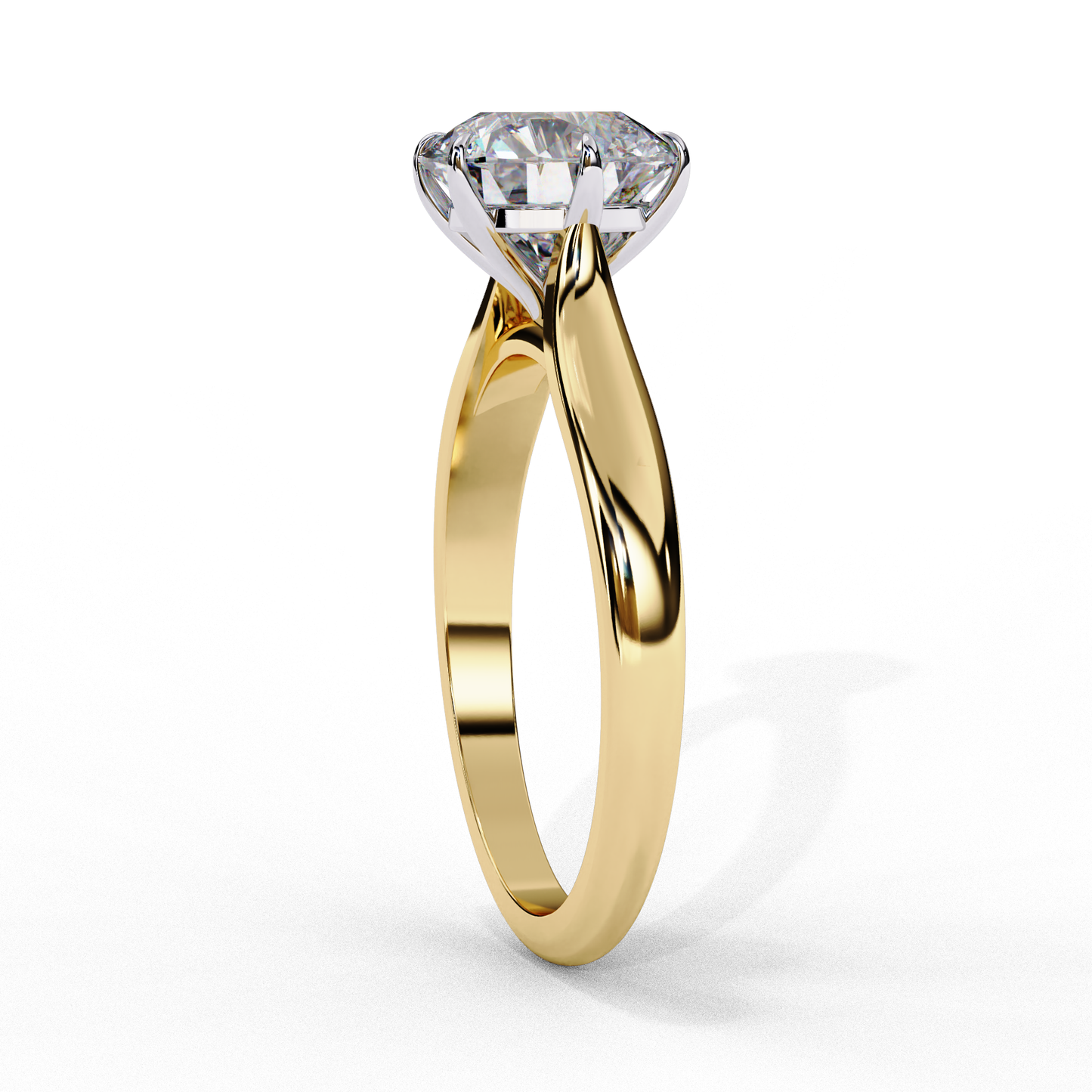 Round Elevate – Lab Diamond Solitaire Ring with Shank in 14K Gold