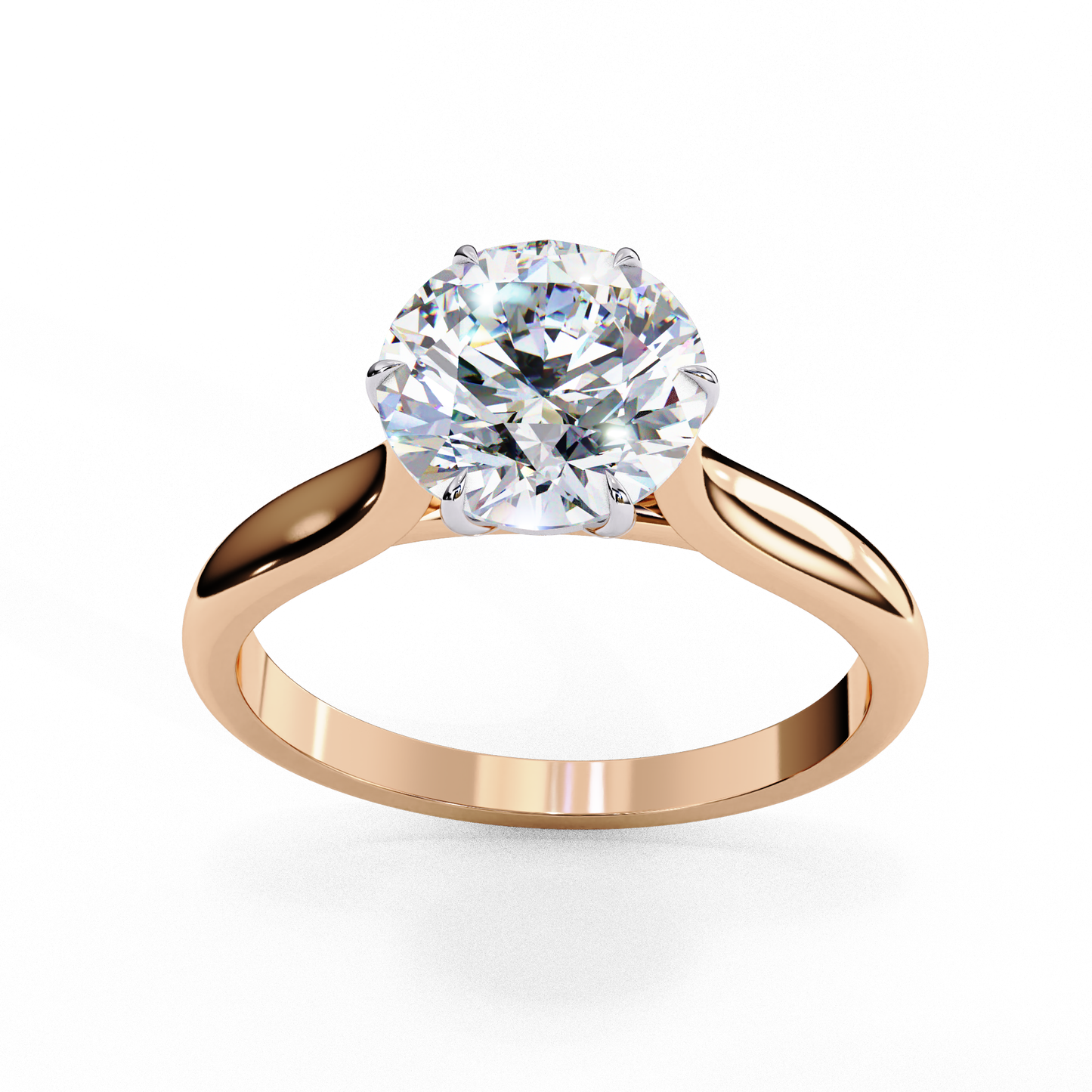 Round Elevate – Lab Diamond Solitaire Ring with Shank in 14K Gold