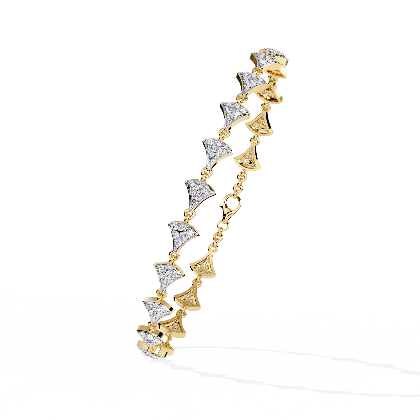 Crown Crest – Lab Diamond Chevron Bracelet in 14K Gold