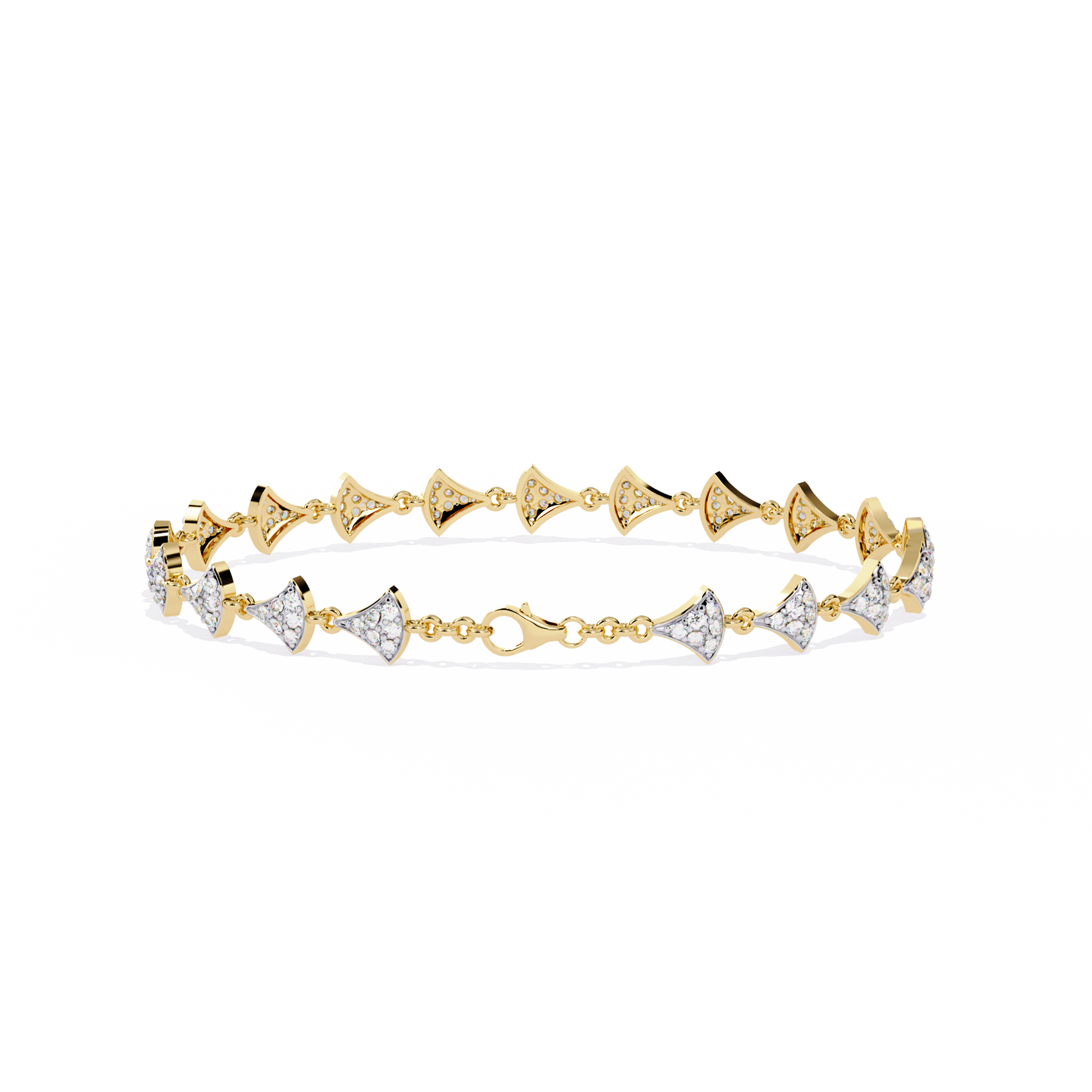 Crown Crest – Lab Diamond Chevron Bracelet in 14K Gold