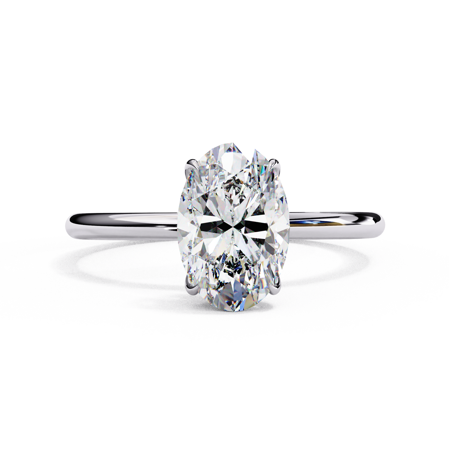 Oval Poise – Lab Diamond Solitaire Ring with Slim Shank in 14K Gold
